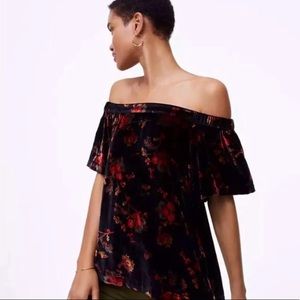 NWT Ann Taylor Loft Velvet Off The Shoulder Top